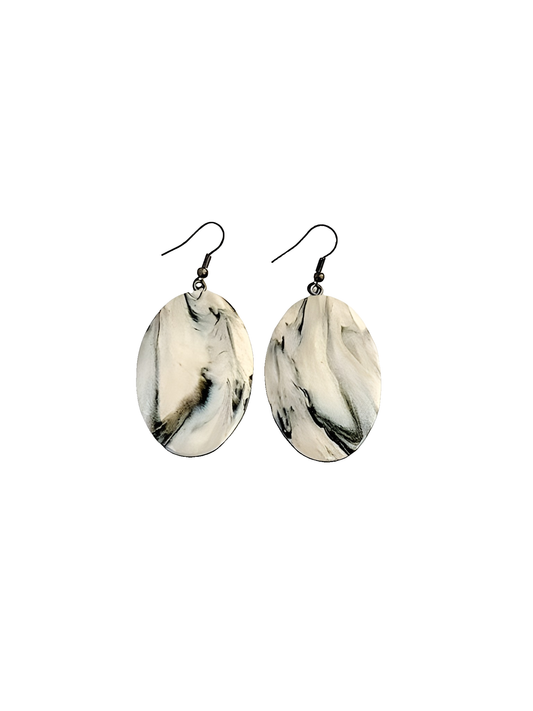 Black 'n White Oval Earrings