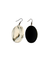 Load image into Gallery viewer, Black 'n White Oval Earrings