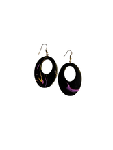 Load image into Gallery viewer, Black Gold Lavender Hoops