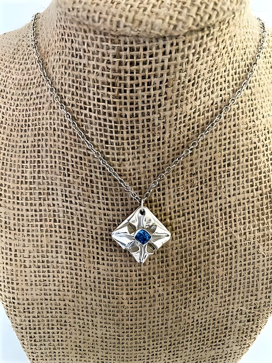 Origami Flower of Sapphire and Silver