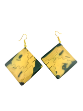 Load image into Gallery viewer, Yellow Square Puzzle Earrings