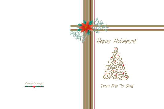 Happy Holidays! Gold Christmas Tree (Red Flower)