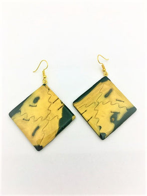 Yellow Square Puzzle Earrings