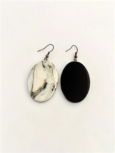 Black 'n White Oval Earrings