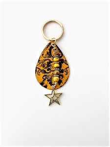 Gold Bead Star Keychain
