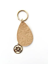 Load image into Gallery viewer, Gold Lotus Flower Keychain