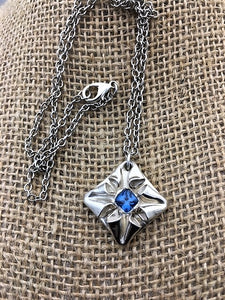 Origami Flower of Sapphire and Silver